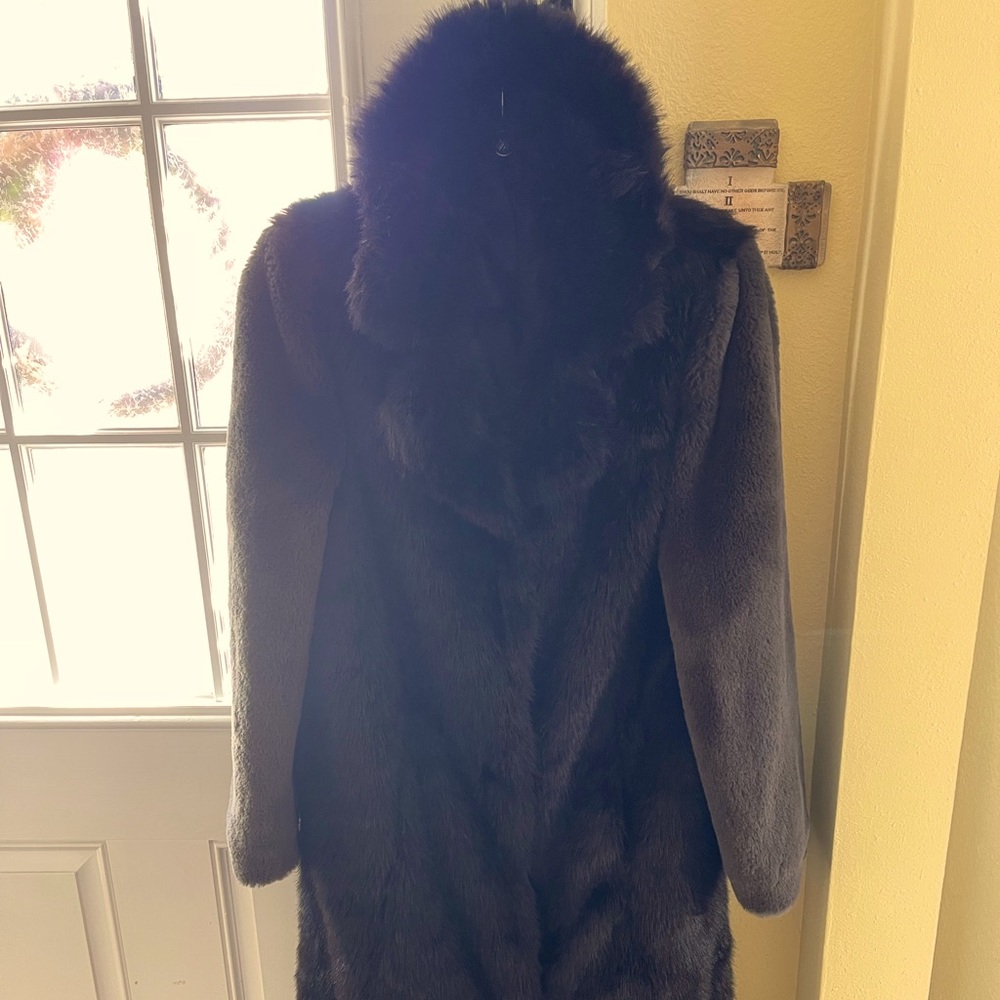 Brand new-never worn- faux fur black “mink” full length coat.